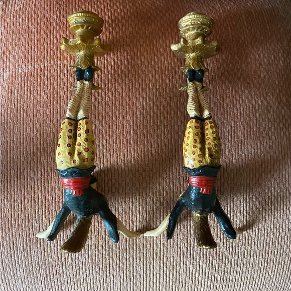 Vintage Candlestick Holders Asian Acrobat Pair - Picture 3 of 11